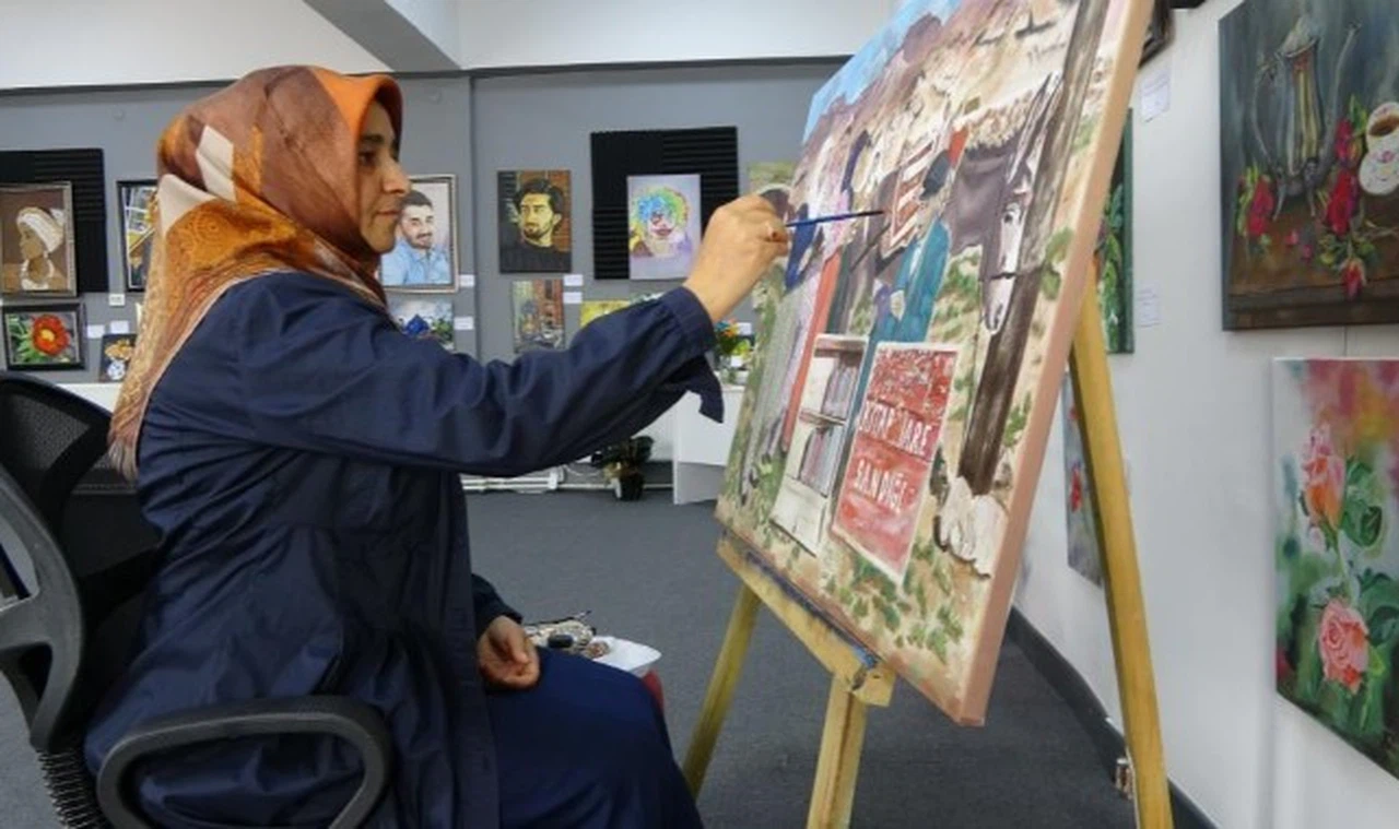 Ev hanımından yağlı boya tablolar