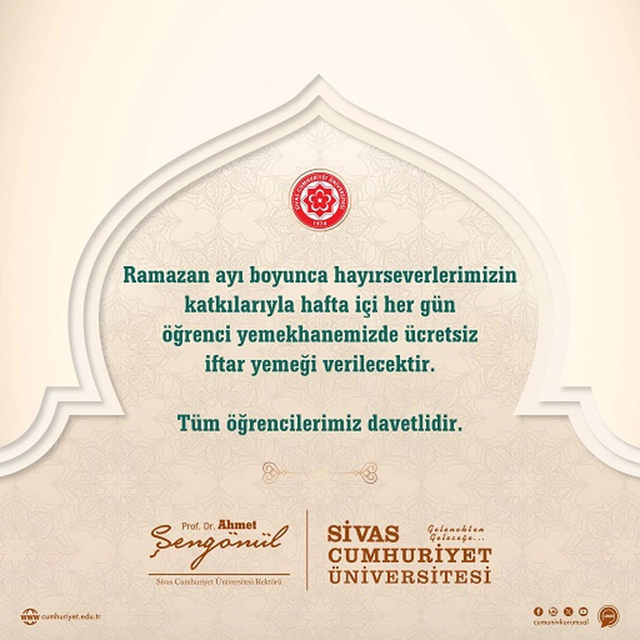Sivas'ta Öğrencilere Ücretsiz İftar Yemeği