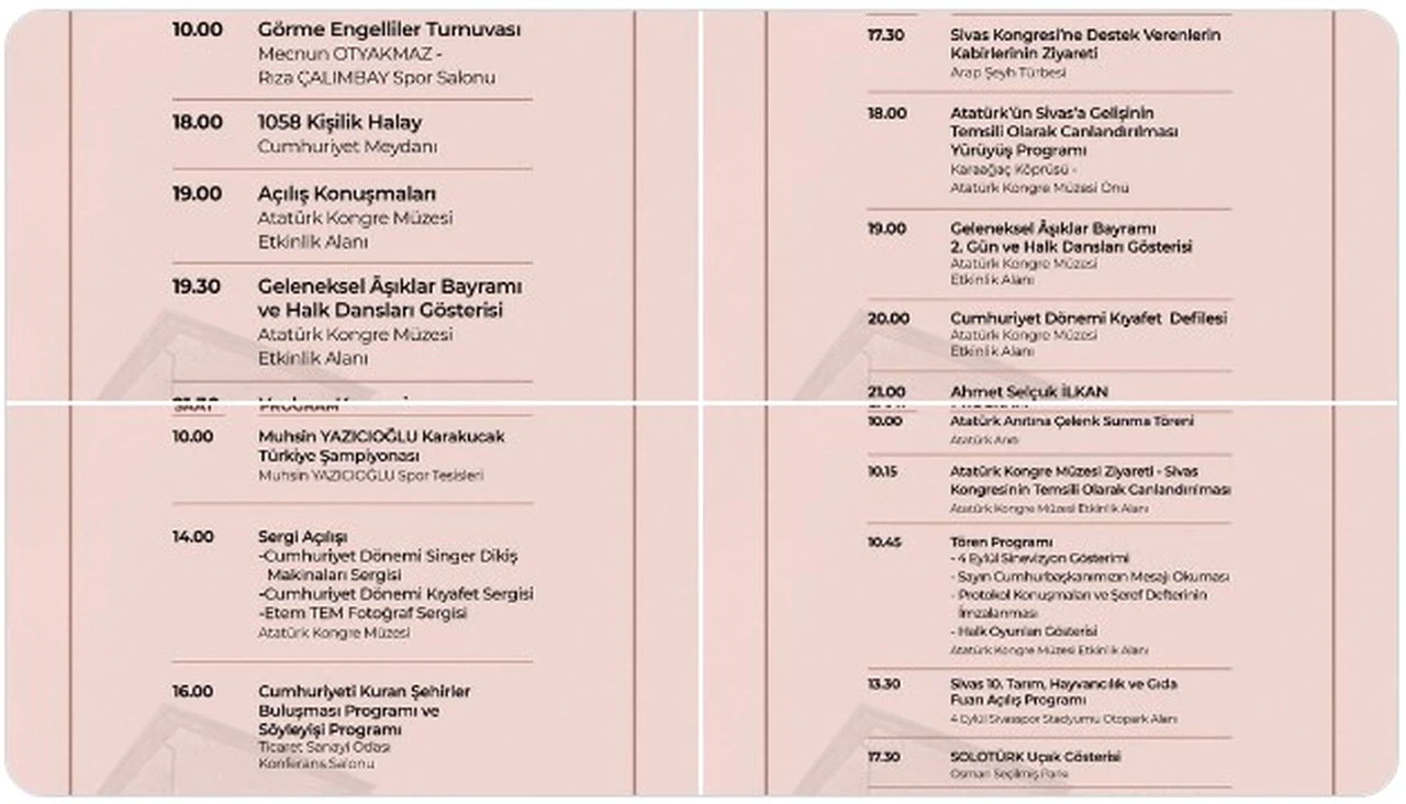 1–7 Eylül’de Sivas’ta Büyük Kutlama Heyecanı