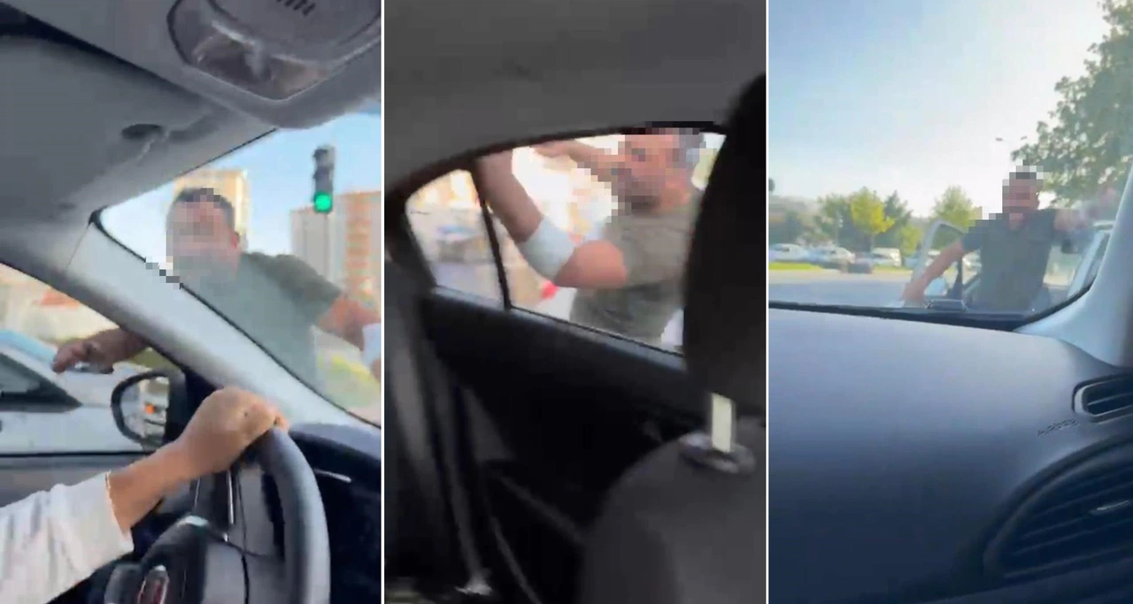 Kadın sürücülere saldırdı! Trafik magandası camda