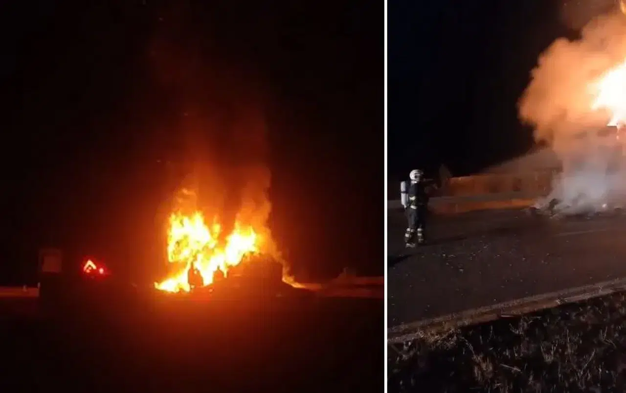 Sivas-Kayseri yolunda korkutan yangın: Tır küle döndü