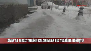 Sivas’ta Sessiz Tehlike! Kaldırımlar Buz Tuzağına Dönüştü!