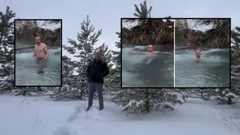 Sivas’ta Soğuğa Meydan Okuyan Görüntü: -10'da Dereye Girdi