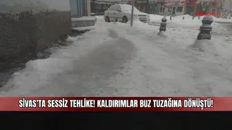 Sivas’ta Sessiz Tehlike! Kaldırımlar Buz Tuzağına Dönüştü!