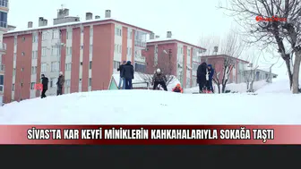 Sivas’ta kar keyfi miniklerin kahkahalarıyla sokağa taştı