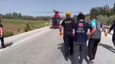Trafik kazasına helikopterli müdahale