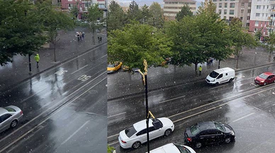 Sivas'ta Dolu Yağışı Hâkim: İstasyon Caddesi'nde Büyüleyici Görüntüler