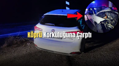 Sivas'ta Kontrolden Çıkan Otomobil KÖprü Korkuluğuna Çarptı