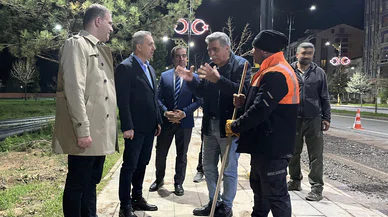 Başkan Uzun su hattı çalışmalarını gece yerinde inceledi