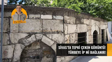 Sivas’ta Tepki Çeken Görüntü! Türbeye İp Mi Bağlanır!