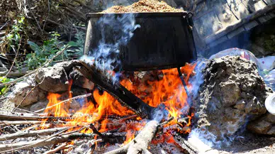 Pekmez kazanları dut için kuruldu