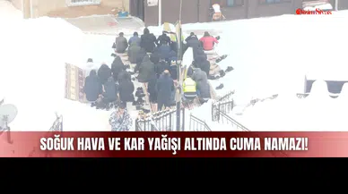 Sivas'ta Soğuk Hava ve Kar Yağışı Altında Cuma Namazı Kıldılar!