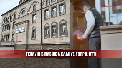 Teravih sırasında camiye torpil attı