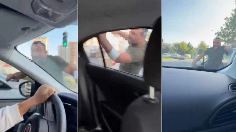 Kadın sürücülere saldırdı! Trafik magandası camda